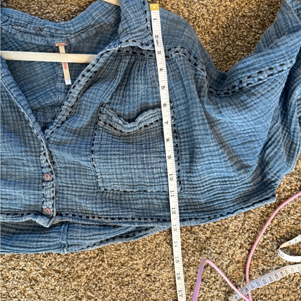 Free People Light Blue Textured Top - Picture 5 of 5